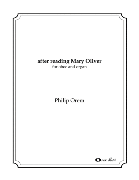 Free Sheet Music After Reading Mary Oliver