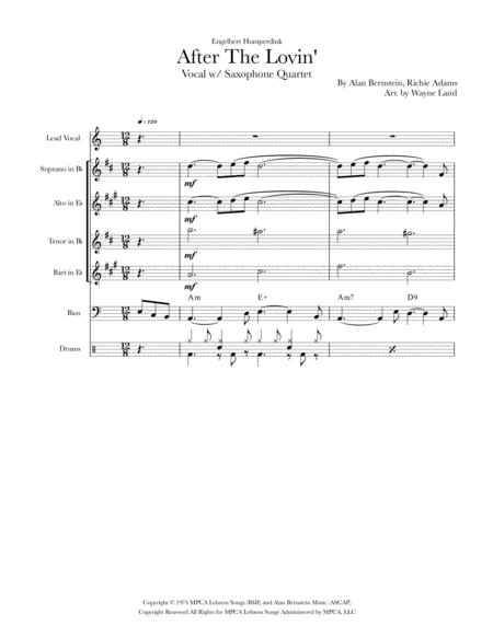 Free Sheet Music After The Lovin Saxophone Quartet W Vocal