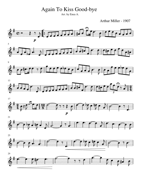 Again To Kiss Good Bye Sheet Music