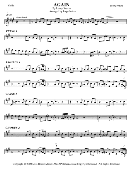 Again Violin Sheet Music