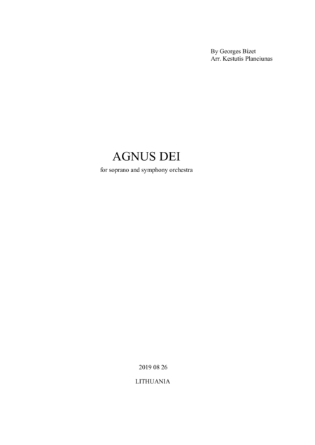 Agnus Dei For Soprano And Symphony Orchestra Sheet Music