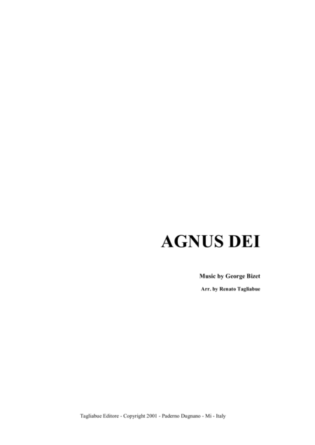 Agnus Dei G Bizet Arr For Organ 3 Staff Sheet Music