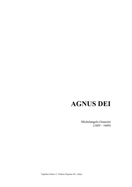 Agnus Dei Grancini M For Satb Choir Sheet Music