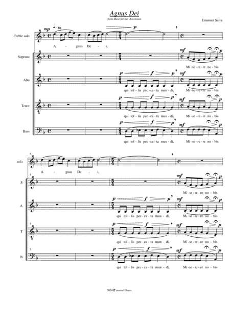 Agnus Dei Lamb Of God From Ascension Mass Sheet Music