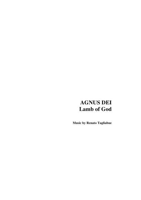 Agnus Dei Lamb Of God Tagliabue Double Canon For Assembly Satb Choir And Organ Sheet Music