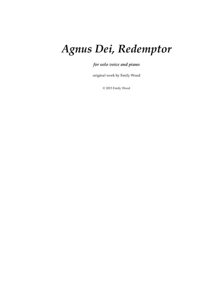 Agnus Dei Redemptor Sheet Music