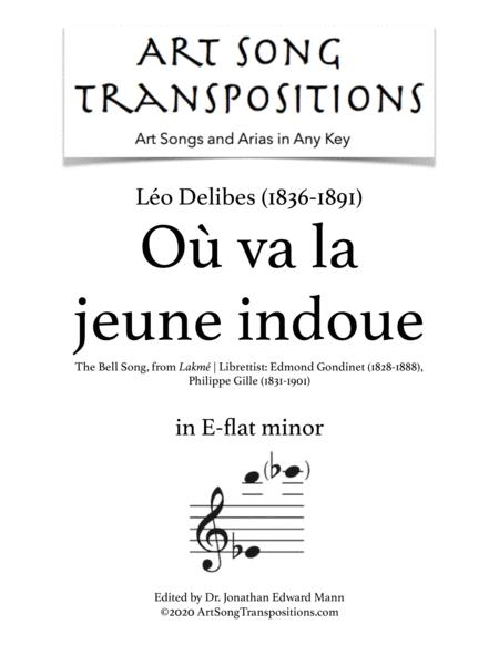 Ah O Va La Jeune Indoue Transposed To E Flat Minor Sheet Music