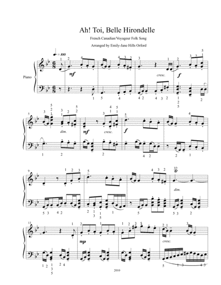 Free Sheet Music Ah Toi Belle Hirondelle