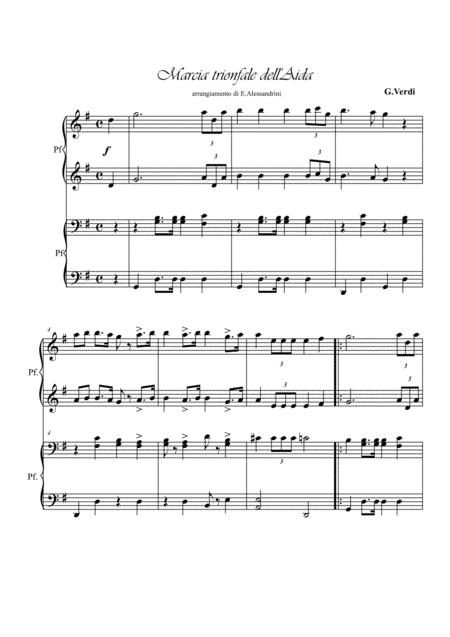 Free Sheet Music Aida Marcia Trionfale Piano 4 Hands