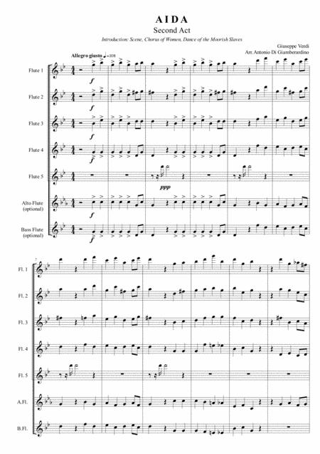 Aida Second Act Introduction C Flute Choir Sheet Music