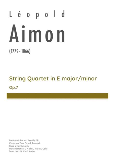 Free Sheet Music Aimon String Quartet In E Major Minor Op 7