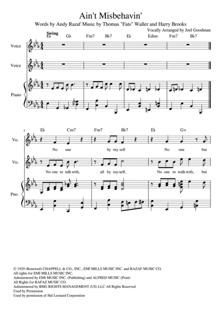 Free Sheet Music Aint Misbehavin Vocal Duet