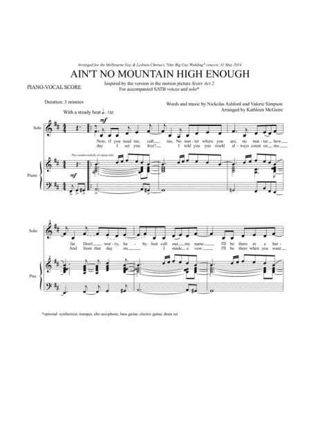 Aint No Mountain High Enough From Sister Act 2 Arr Kathleen Mcguire Satb Sheet Music