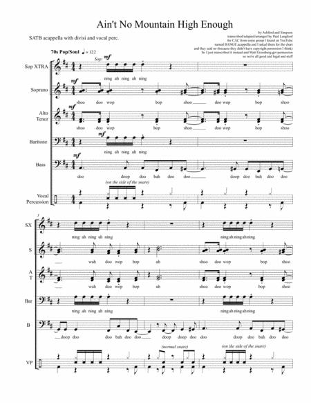 Aint No Mountain High Enough Ssaattbb Acappella Sheet Music