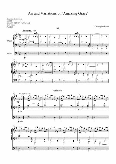 Air And Variations On Amazing Grace For Organ Sheet Music