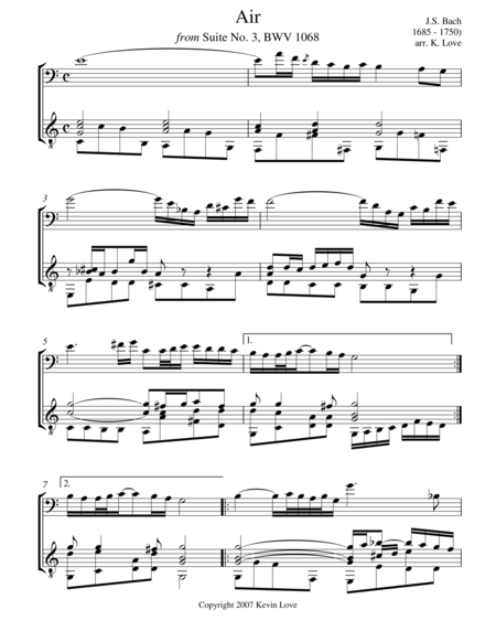 Air Cello And Guitar Score And Parts Sheet Music