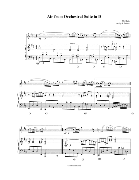 Free Sheet Music Air From Orchestral Suite In D