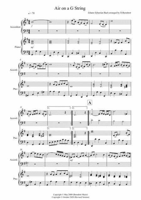 Free Sheet Music Air On A G String For Accordion And Piano