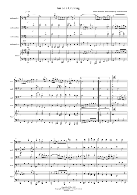 Free Sheet Music Air On A G String For Cello Quartet