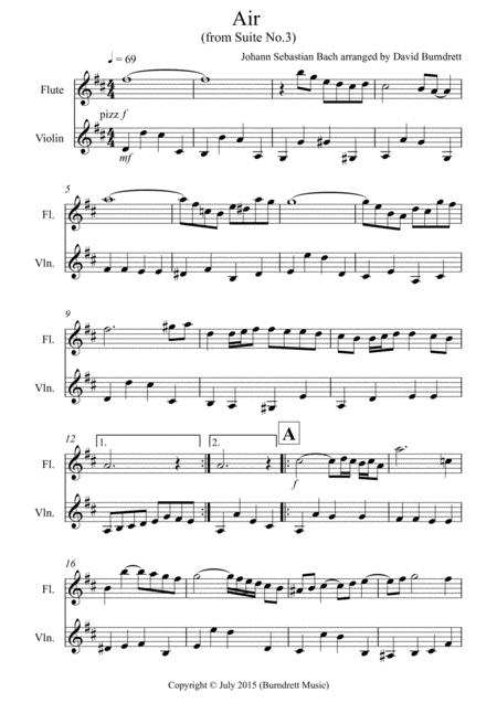 Air On A G String For Flute And Violin Duet Sheet Music