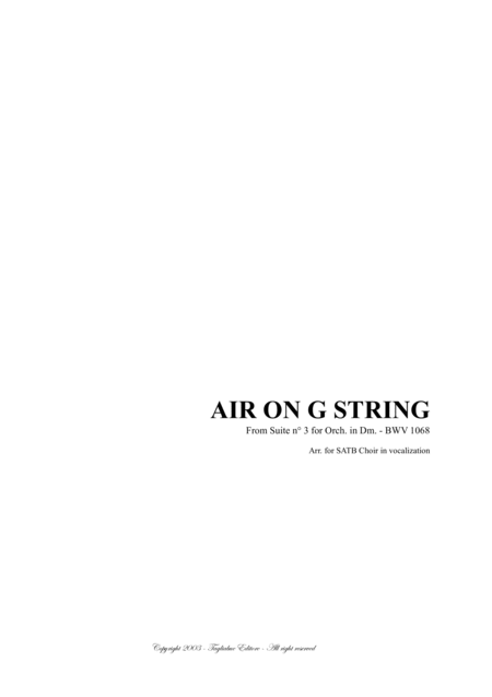 Air On G String Arr For Satb Choir In Vocalization Or Any Ensemble In C Sheet Music