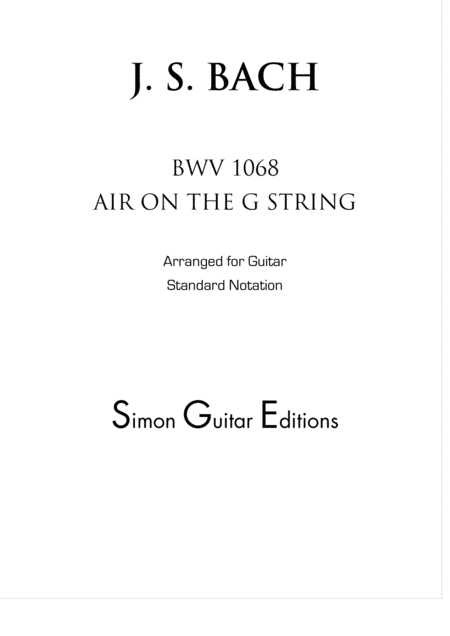 Free Sheet Music Air On The G String Bwv 1068 For Classical Guitar