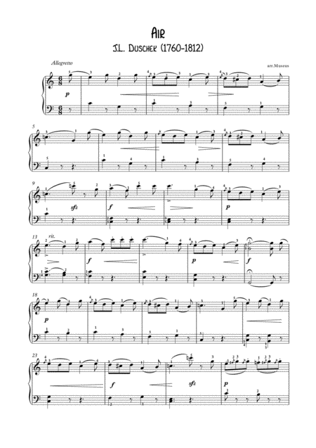 Free Sheet Music Air Op6 By Dussek For Easy Piano
