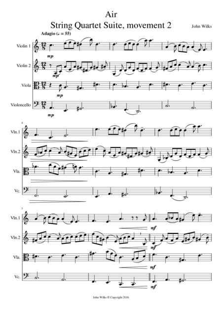 Air String Quartet Mov 2 Of String Suite Sheet Music