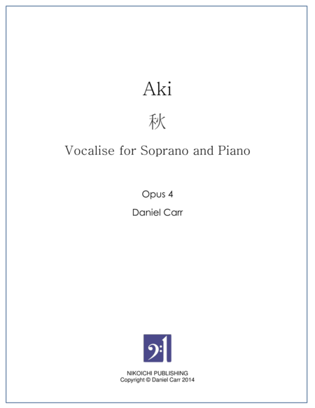 Aki Vocalise For Soprano And Piano Opus 4 Sheet Music