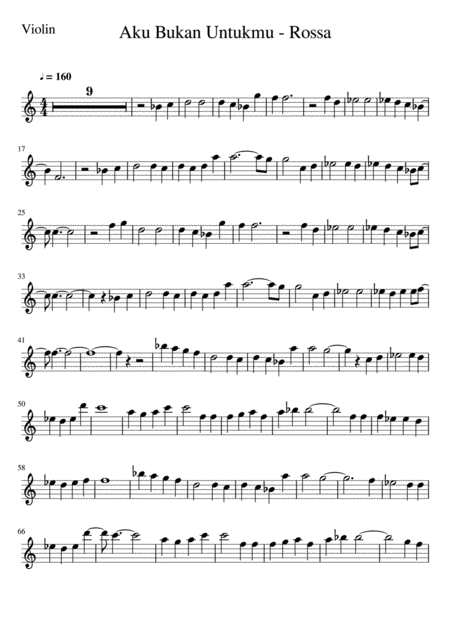 Free Sheet Music Aku Bukan Untukmu Rossa Simple Violin Sheet Music