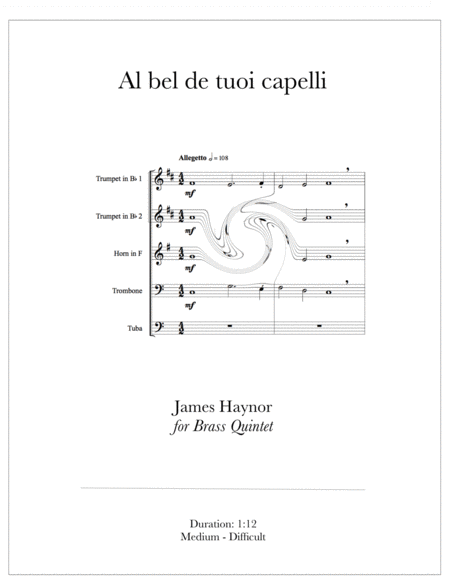 Free Sheet Music Al Bel De Tuoi Capelli For Brass Quintet