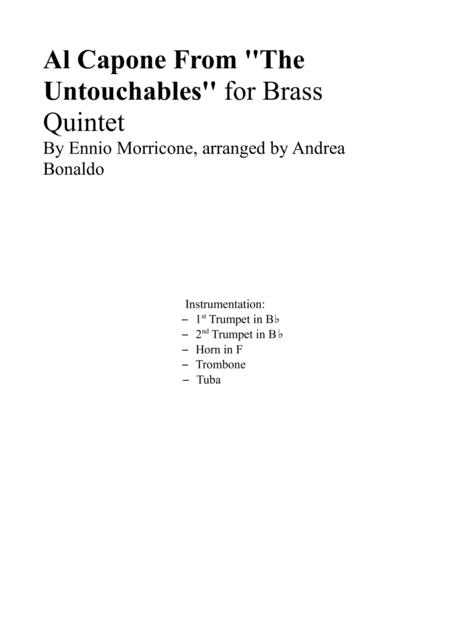 Free Sheet Music Al Capone From The Untouchables For Brass Quintet