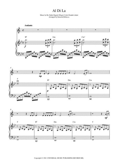 Free Sheet Music Al Di La Bb Trumpet Solo And Piano Accompaniment