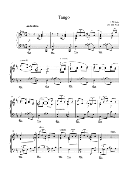 Free Sheet Music Albeniz Tango Op 165 No 2