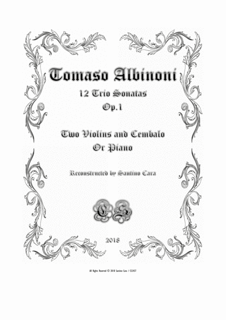 Free Sheet Music Albinoni 12 Trio Sonatas Op 1 For Two Violins And Cembalo Or Piano Full Scores And Parts