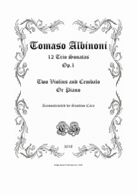 Albinoni 12 Trio Sonatas Op 1 For Two Violins And Cembalo Or Piano Full Scores And Parts Sheet Music