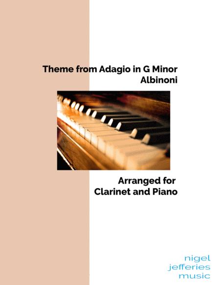 Albinoni Adagio In G Minor Arranged For Clarinet And Piano Sheet Music