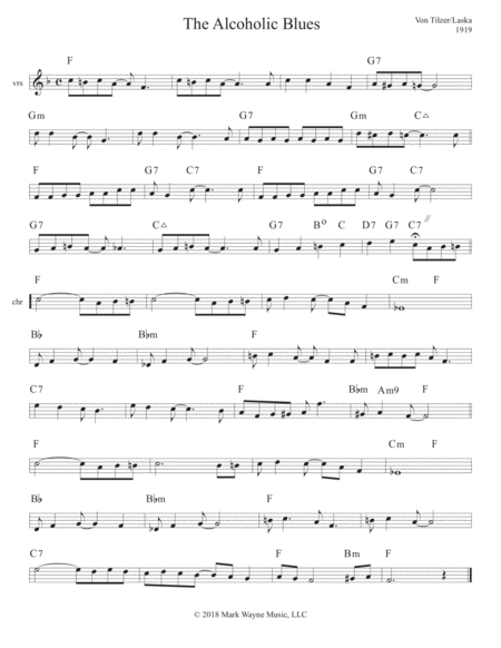 Free Sheet Music Alcoholic Blues The