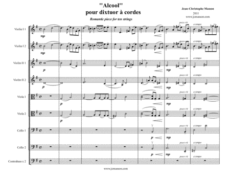 Free Sheet Music Alcool For Ten Strings By Jean Christophe Masson