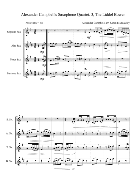 Alexander Campbells Saxophone Quartet 3rd Movement The Liddel Bower Sheet Music