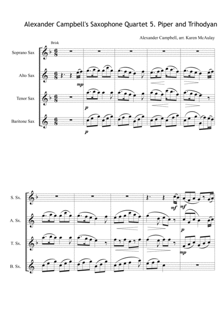 Alexander Campbells Saxophone Quartet 5th Movement Piper And Trihodyan Sheet Music