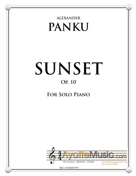 Alexander Panku Sunset For Solo Piano Sheet Music