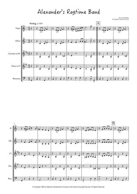 Alexander Ragtime Band For Wind Quintet Sheet Music