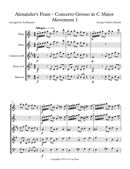 Alexanders Feast Concerto Grosso In C Major Movement 1 Sheet Music