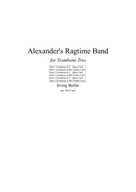 Alexanders Ragtime Band Trombone Trio Sheet Music