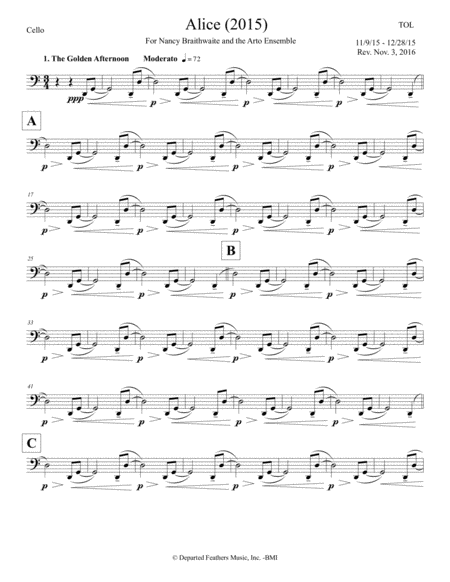 Alice 2015 Cello Part Sheet Music