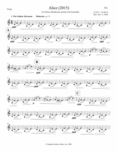 Free Sheet Music Alice 2015 Violin Part