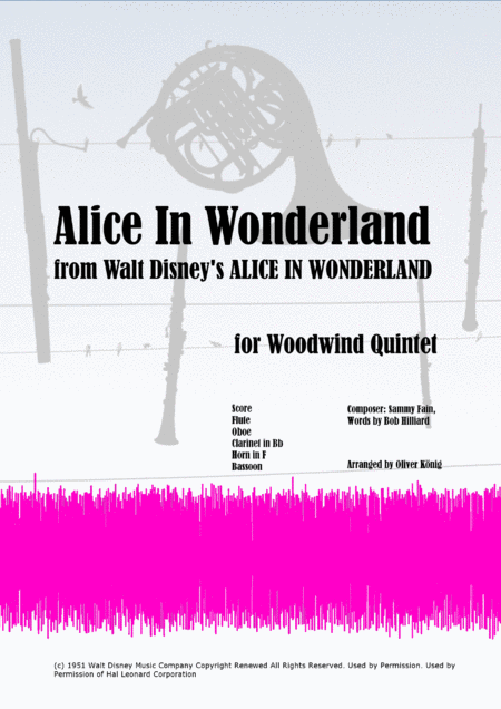 Alice In Wonderland From Walt Disneys Alice In Wonderland For Woodwind Quintet Sheet Music