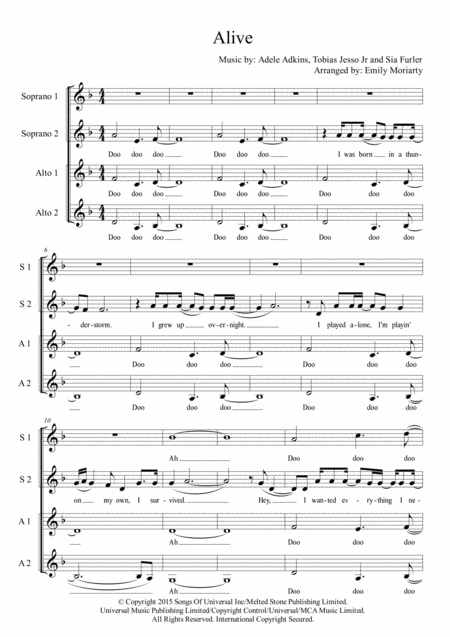 Free Sheet Music Alive Ssaa