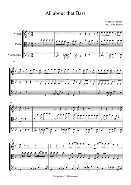 Free Sheet Music All About That Bass String Trio With Viola